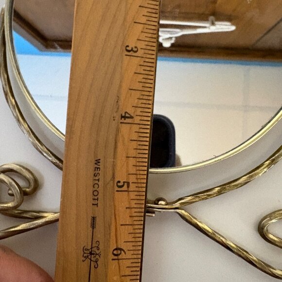 Metal Tabletop Vanity Mirror Double Sided Swirl Frame Foldable Easel Leg Vintage - Picture 5 of 5